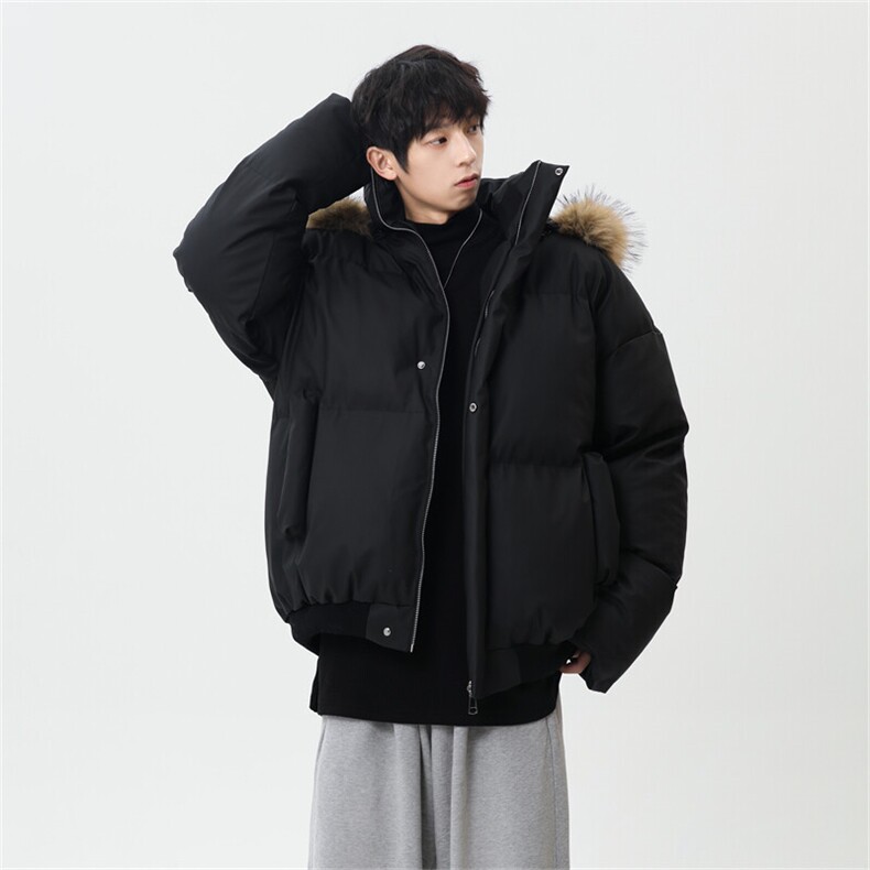 已加白色M-3XL高品质短款皮棉衣立领连帽毛领棉服外套M6710-P128,男装棉衣,星座307A