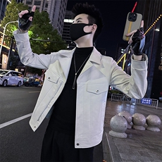 高级感白色水洗皮衣男潮流短款西装领P1810-P118，男装西服套装，电商A368