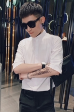 312A-236-P55新款社会小伙中袖衬衫韩版潮流男士五分袖衬衣B，男装T恤，星座312A-5