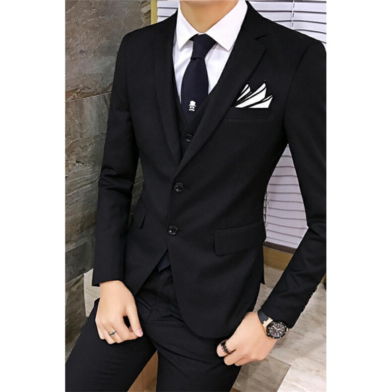 两粒扣纯色男装西服套装三件套职业商务1012-W6502-P180,男装西服套装,星座1012