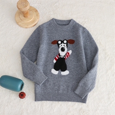 新款百搭加厚小狗刺绣，童装儿童羊毛衫，联起羊绒