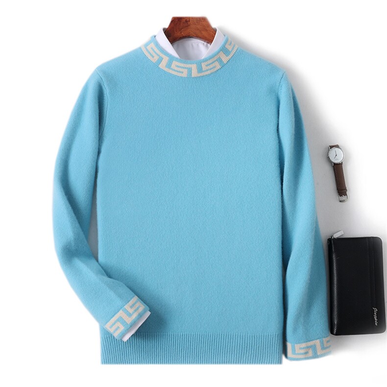 秋冬季新款舒适时尚百搭男士加厚半高领羊毛衫男装，男装羊毛衫，绒韵雅
