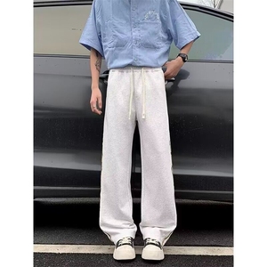 迷彩条纹白花灰裤子男女美式复古重磅潮牌卫裤直筒情侣休闲运动裤图片