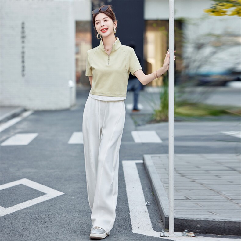 FALVLITE多巴胺运动服套装女夏季小个子时尚半拉链短袖卫衣两件套,女装套装/套裙,梦懿尔
