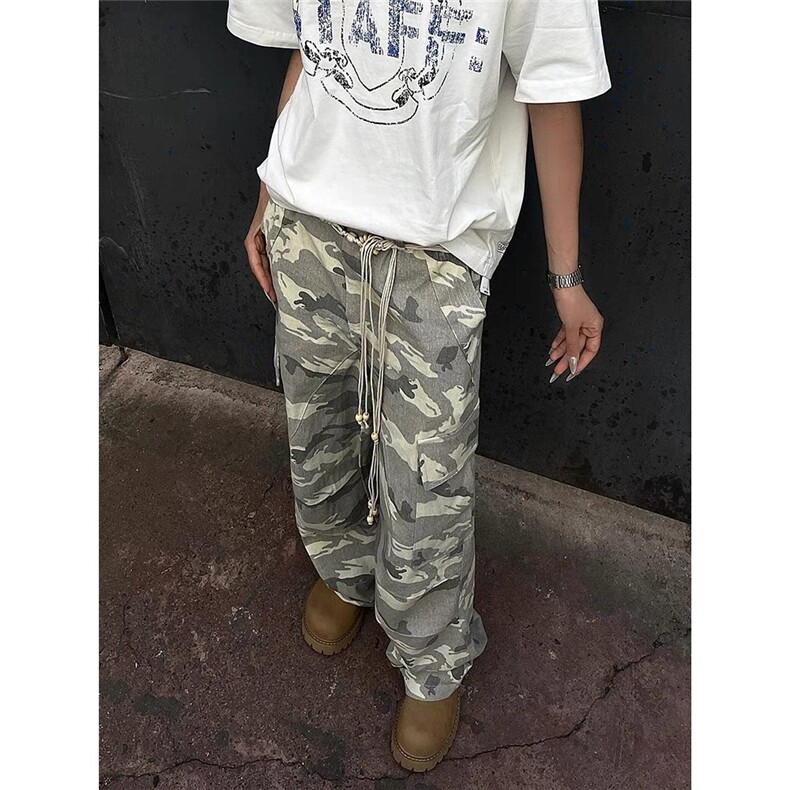 迷彩工装裤男美式潮牌高街裤休闲直筒阔腿裤子NZA13-P62，男装工装外套，星座208-5