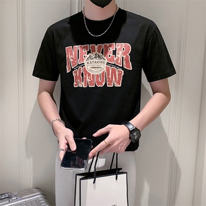 TX27-P38夏季T恤男短袖半截袖新款男装上衣痞青年半袖-黑2控58图片