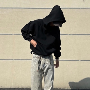 抖音得物二开 26春装美式高街短款廓形连帽卫衣男女外套LM01图片