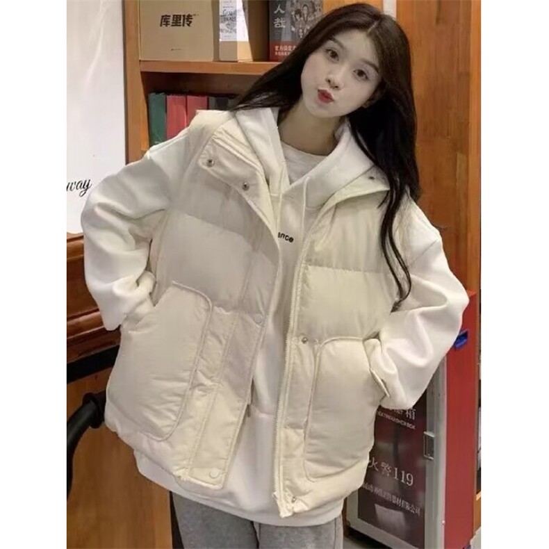 秋冬闺蜜装无袖坎肩保暖棉服马甲外套女宽松学生棉衣马夹 M2301图片