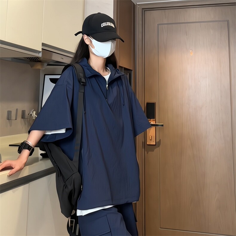 量大优供视频泡泡纱夏款连帽短袖t恤男CP73-特p35,男装T恤,电商B371