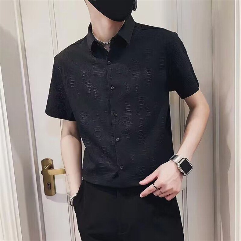 网图现货百搭潮流半袖潮牌尖领痞帅衬衣R3611-P40,男装T恤,星座1005-4