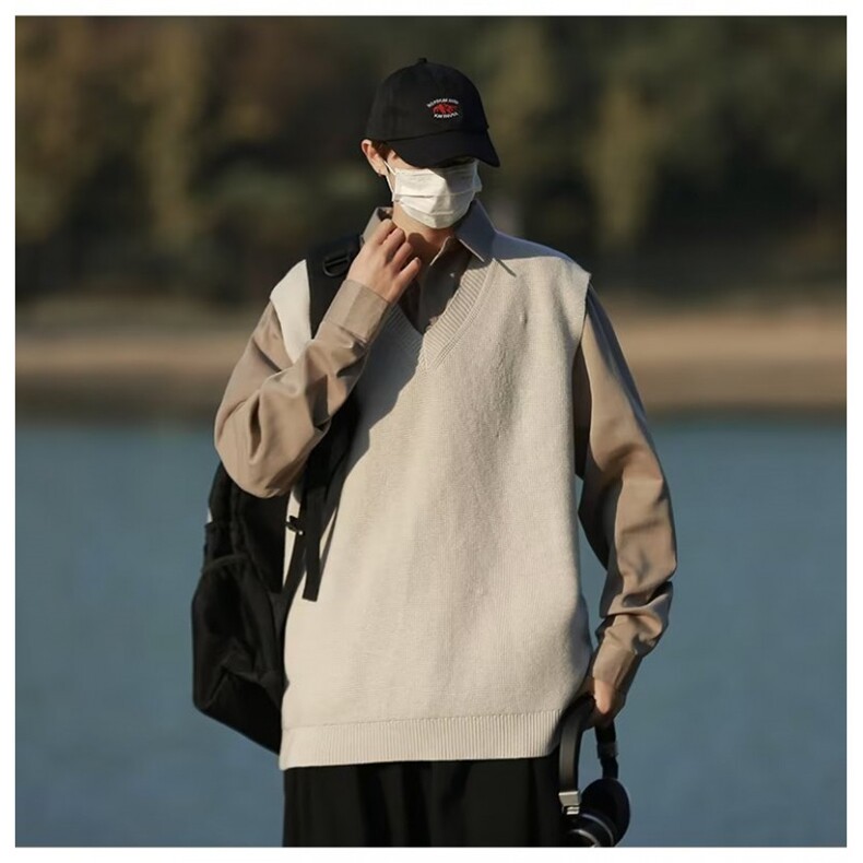 秋冬新款男士假两件衬衫毛衣流行套头毛衣,男装针织衫/毛衣,星座1013