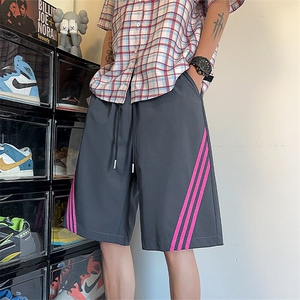 特批P22无差价夏季凉感冰丝冰感撞色三条杠直筒五分短裤男DK5804图片