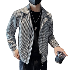 312A-5-2204-P120春秋千鸟格社会小伙夹克外套潮流韩版上衣F，男装夹克，星座312A-5