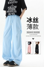 褶皱美式降落伞兵工装裤子男夏薄款休闲裤冰丝速干阔腿裤KZ045P35，男装休闲裤，电商B312
