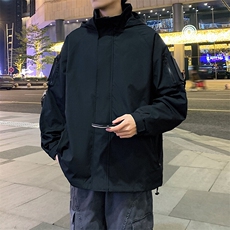 美式休闲宽松立体裁剪冲锋衣潮连帽夹克男大码工装外套JK2364-P60，男装夹克，星座610B-1