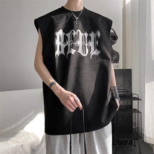 夏季港风T恤男运动背心坎肩宽松落肩大码无袖 A071-T13-P30,男装背心/马甲,电商A071