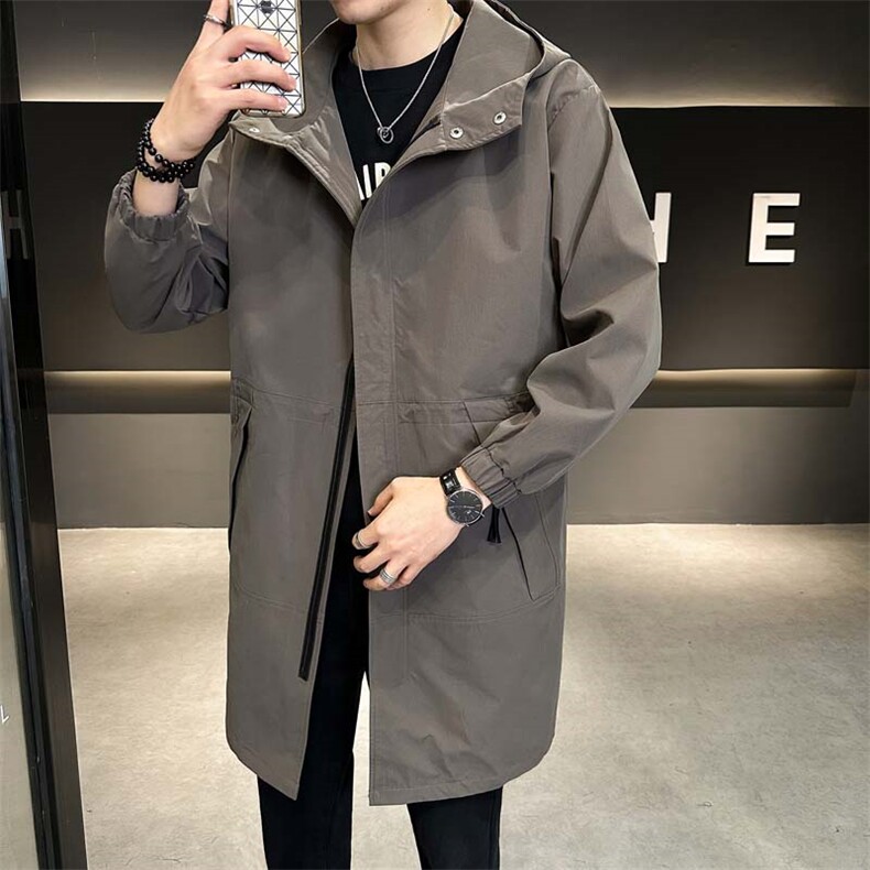 高品质原创秋季中长款连帽休闲宽松风衣XZ402-2-P115控158-FY022,男装风衣,星座402-2