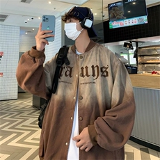 秋季复古情侣宽松棒球服高街hiphop水洗做旧渐变外套W5487-P65，男装夹克，星座512-2