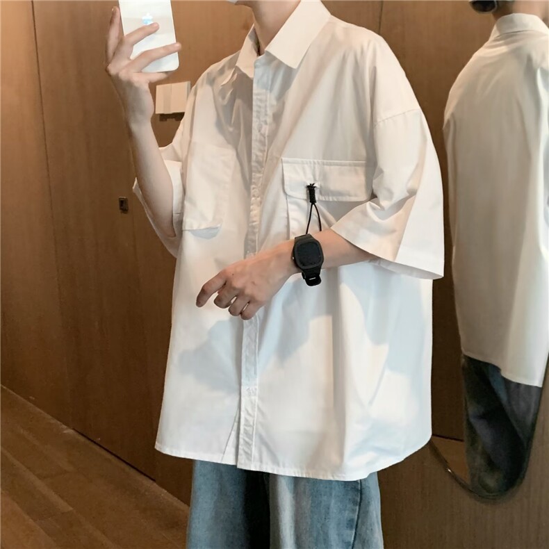 夏季新款衬衫潮流慵懒男方领衬衫W1260P35,男装衬衫,星座1116-2