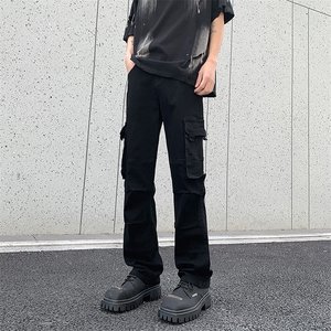 港风美式高街多口袋工装直筒牛仔裤男潮ins XZ213-K60647-P75控88图片