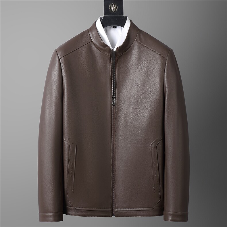 皮衣男真皮头层牛皮皮夹克中老年高端海宁男士爸爸装冬季立领外套，男装皮衣，电商B360A（原721A）