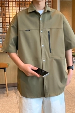 24年港风夏款工装宽松短袖衬衫男CS103P45，男装衬衫，星座1204-3
