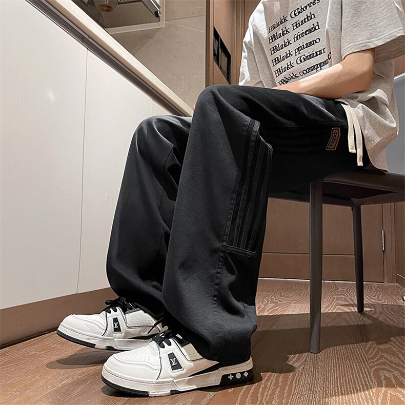 美式高街阔腿卫裤男夏季直筒条纹休闲潮牌复古运动裤子DY528-P55,男装休闲裤,电商A178