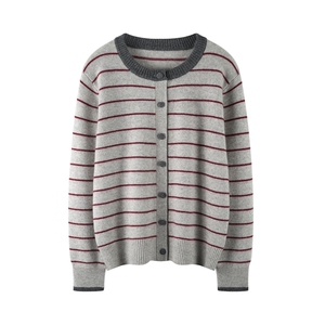 撞色包扣开衫2025年秋季常规开衫7针双线图片