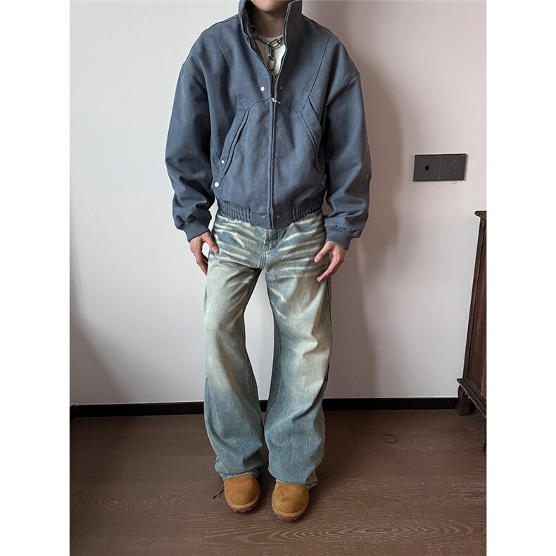 美式复古水洗解构立领工装夹克男女宽松潮流百搭外套LB9811-P92,男装夹克,星座1008
