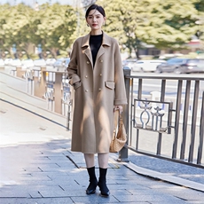 女中长款2024秋冬新款高端大气过膝毛呢外套，女装双面呢大衣，怡欣双面呢工厂店