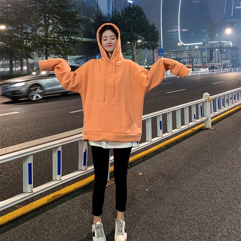 大货已出新款纯色加绒加厚卫衣浙宝262A-W028,女装卫衣/绒衫,Yologo
