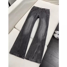 春季新款复古直筒牛仔裤男女高腰情侣微喇阔腿马蹄裤LB51466-P48，男装牛仔裤，星座1008