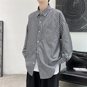 长袖条纹衬衫男港风日系外套K1817P30，男装衬衫，星座1116-2