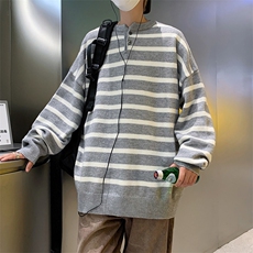 秋冬毛衣条纹港风文艺青年男生打底衫宽松上衣休闲M1041-P46，男装针织衫/毛衣，星座512-2