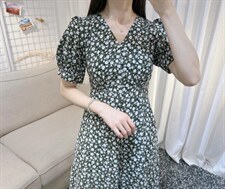 DINOBIENS【现货】夏季新款气质显瘦小花连衣裙，女装连衣裙，迪诺比亚