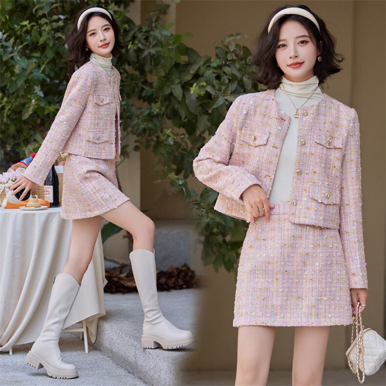 小香风短裙套装女早春2025新款爆款名媛气质漂亮富家千金套装裙，女装套装/套裙，雅静靓衣