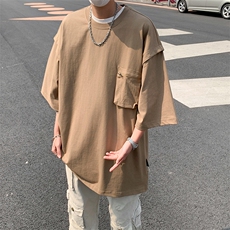 短袖t恤男潮牌夏季宽松五分袖2024年红潮流T0132-P35，男装T恤，星座308B-2