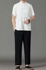 2026夏季薄款高端风冰丝短袖衬衫套装唐装汉服HL23812-P120，男装休闲套装，星座1105-3