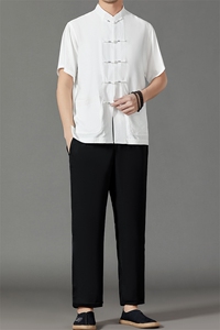 2026夏季薄款高端风冰丝短袖衬衫套装唐装汉服 HL23812-P120图片
