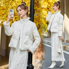 【bao款现货】2026新款冬装亮片盘扣新中式羽绒服白鸭绒真水貂毛，女装羽绒服，雅静靓衣
