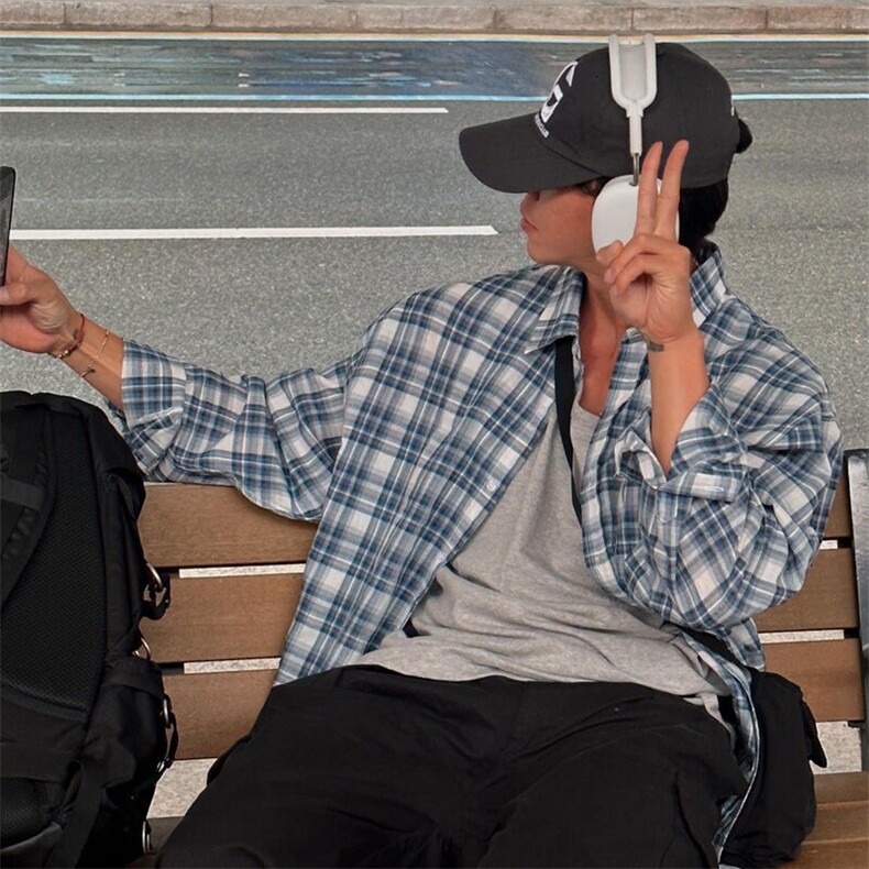 现货~春装！情侣装长袖衬衫宽松格子衬衣男装薄外套716AC001P60,男装衬衫,星座716A（原星座815-4）