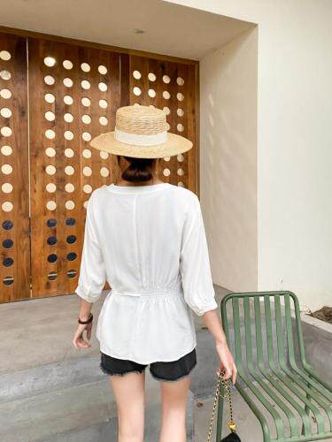 腰身拉绳时尚七分袖，女装，百变诱惑