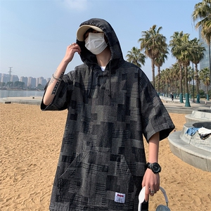 连帽潮流新款T恤青春流行圆领标准男ins夏季潮五分袖T235图片