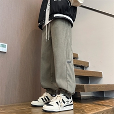 大货欢迎二开加绒新款纯色麂皮颗粒绒毛卫裤宽松A161-K53A，男装休闲裤，电商A161