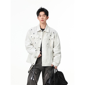 水洗牛仔外套男款春美式痞帅上衣服宽松休闲工装夹克JK1332-P98图片