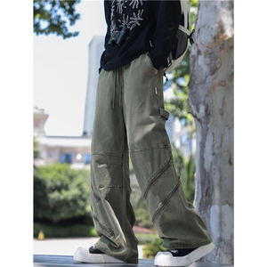 抖音品质秋季新款潮流工装拉链宽松休闲裤B315-K25713-特p53控98图片