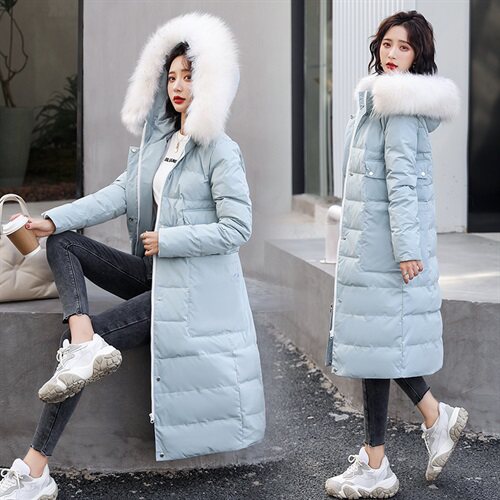 羽绒服女长款冬2021新款冬装90白鸭绒大毛领休闲保暖外套,女装羽绒服,海爱依仁