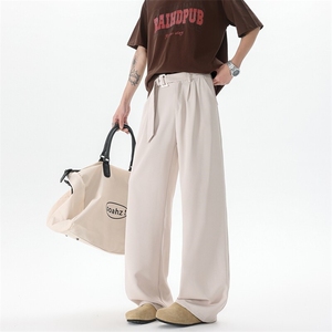 8XL-M垂坠感冰丝西裤大码凉感裤子腰带直筒长裤休闲裤KZ1958/P55图片