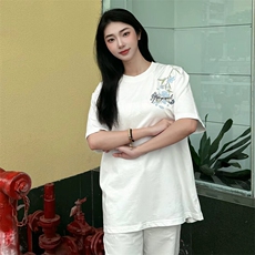 万针全刺绣解构设计260克重磅双纱纯棉高品质美式高街短袖T恤特35，男装T恤，电商A486
