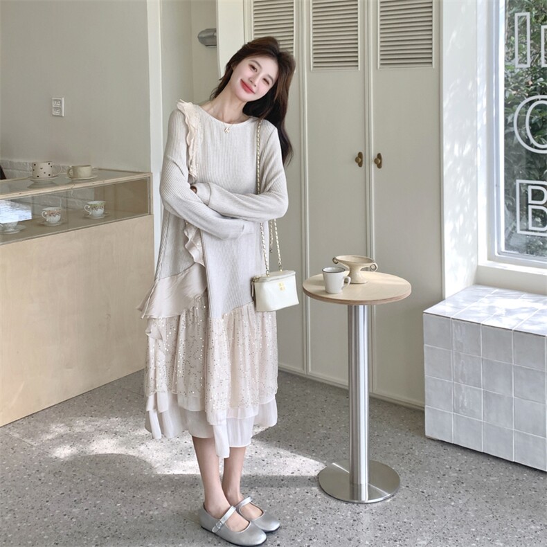 26春新款现-优雅亮丝小众设计感华夫格连衣裙2611-P180K288,女装连衣裙,2B190